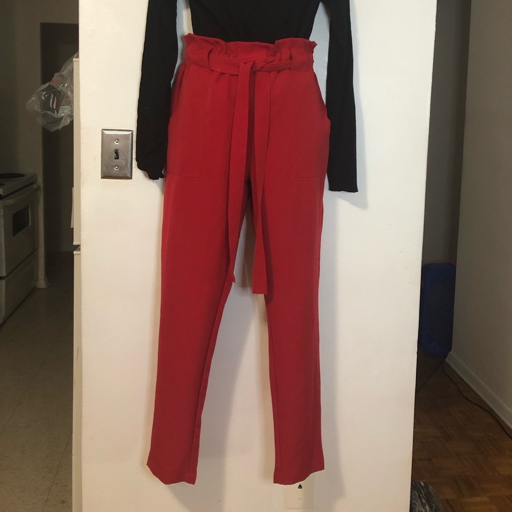 Red Paper Bag Pants